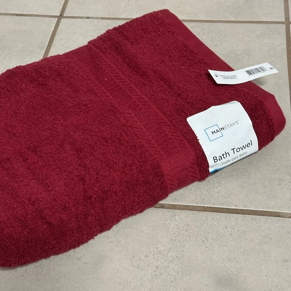Mainstays Red 2 Bath Towels‎ cotton rich